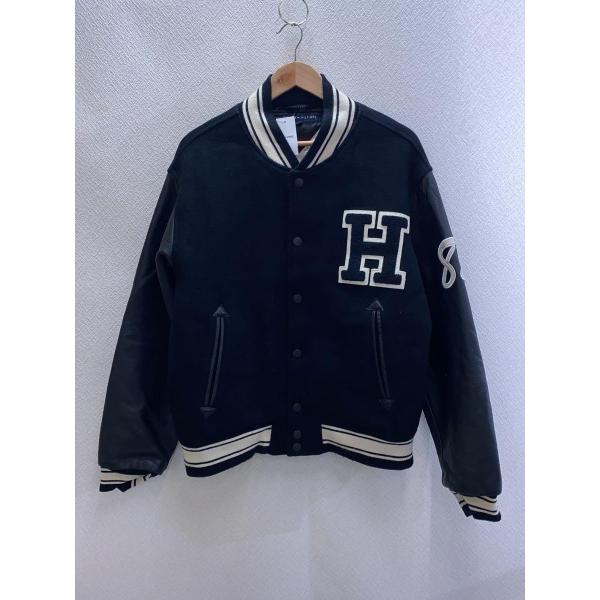 TOMMY HILFIGER◆スタジャン/XL/ウール/BLK/114-611211-240