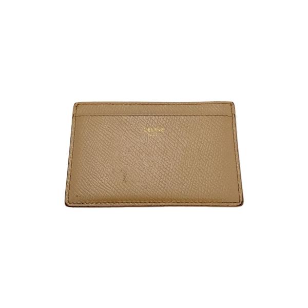 CELINE◆カードケース/レザー/ベージュ/レディース/使用感有