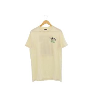 STUSSY◆Vintage/80s/USA製/黒タグ/ALOHA/Tシャツ/M/ホワイト/破れ有