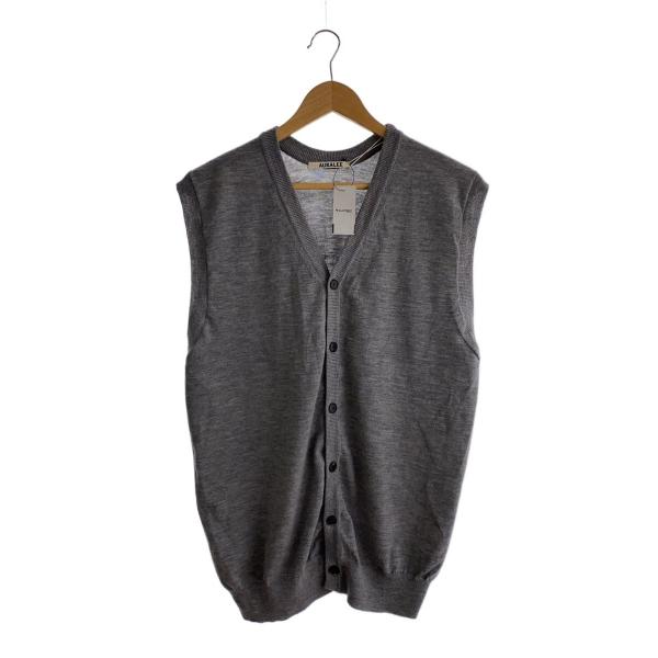 AURALEE◆ニットベスト(薄手)/1/カシミア/GRY/無地/A24SV06CT