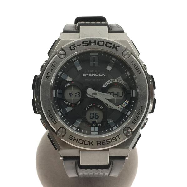 CASIO◆G-STEEL/ソーラー腕時計/デジアナ/ラバー/BLK/GST-W110-1AJF