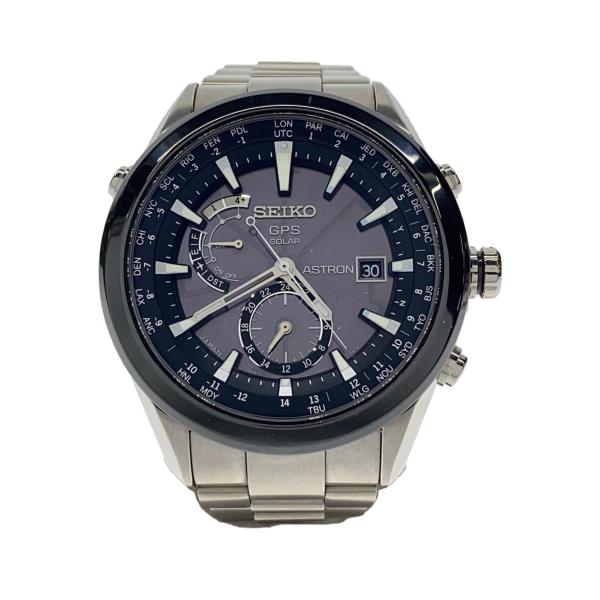 SEIKO◆ASTRON/GPS SOLAR/ソーラー腕時計/アナログ/BLK/SLV/7X52-0...