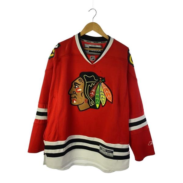 Reebok◆NHL/Chicago Blackhawks/ゲームシャツ/XL/ポリエステル/RED...