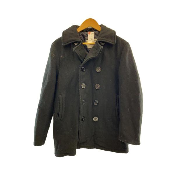 Schott◆U.N.740N PEA JACKET/Made in USA/ピーコート/36/ブラ...