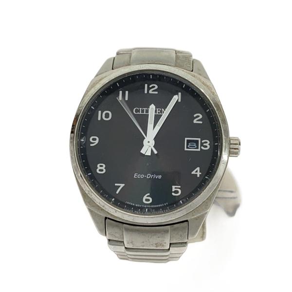 CITIZEN◆ソーラー腕時計/ECO DRIVE/アナログ/ステンレス/BLK/SLV/E111-...