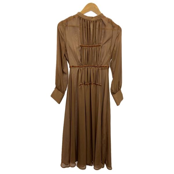 AMERI◆CHIFFON GATHER DRESS/S/ポリエステル/BRW/0212056105...