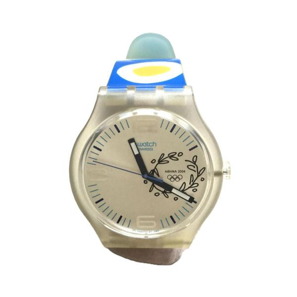 SWATCH◆クォーツ腕時計/アナログ/ラバー/SLV/BLU/2004年/アテネオリンピック/日本...