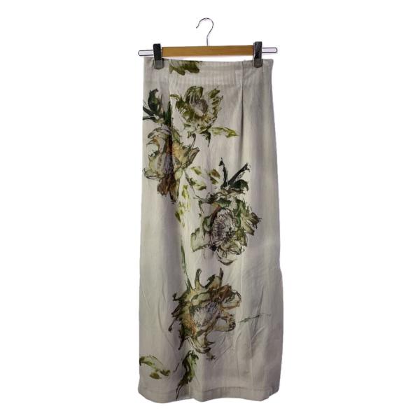 AMERI◆ロングスカート/M/ポリエステル/GRY/花柄/01320960080