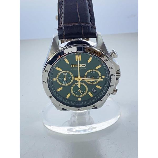 SEIKO◆SPIRIT CHRONOGRAPH/8T63-00D0/クォーツ腕時計/アナログ/レザ...