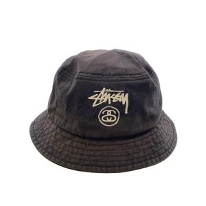 STUSSY◆バケットハット/L/コットン/BLK/メンズ/1322589
