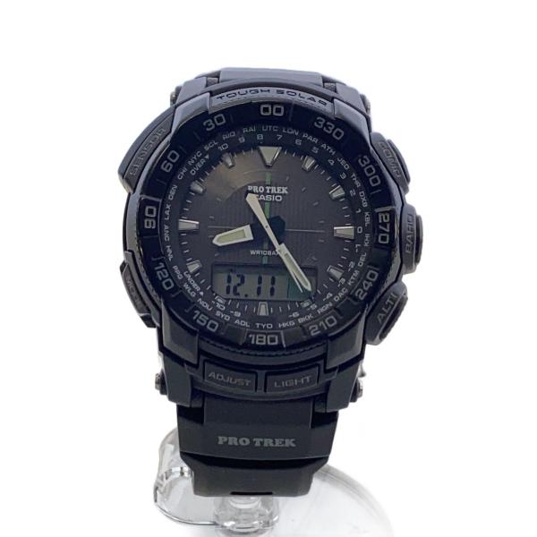 CASIO◆PRG-550-1A1/ソーラー腕時計・PROTREK/デジアナ/BLK/BLK