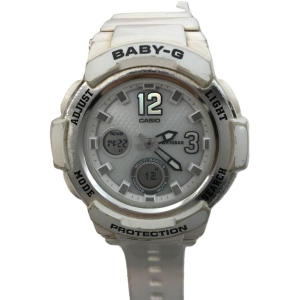 CASIO◆ソーラー腕時計・Baby-G/デジアナ/ラバー/SLV/WHT