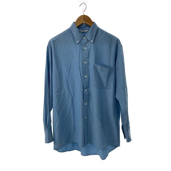 AURALEE◆長袖シャツ/3/シルク/BLU/無地/A25SS01SB//