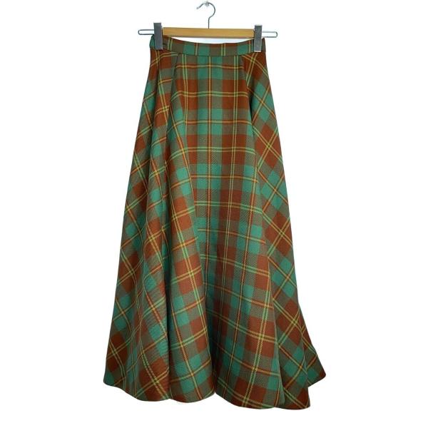 AMERI◆ロングスカート/S/ポリエステル/GRN/チェック/02220920920