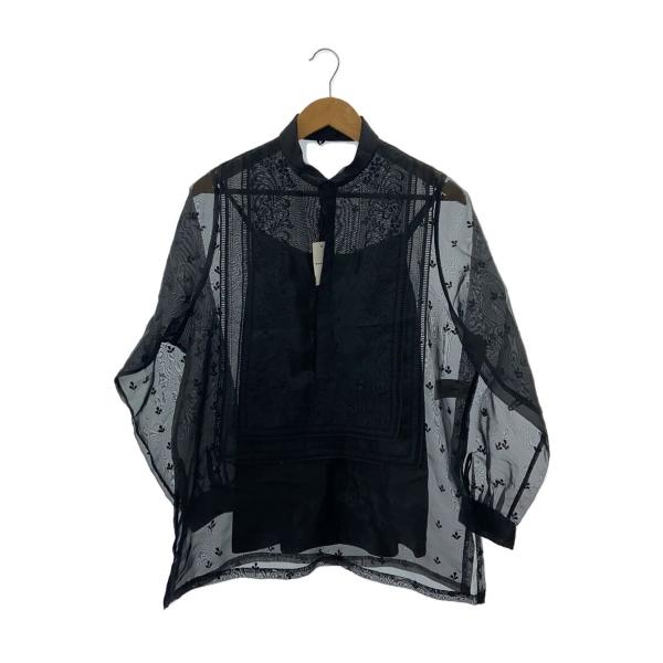 AMERI◆SHEER EMBROIDERED SHIRT/長袖シャツ/FREE/ブラック/0132...