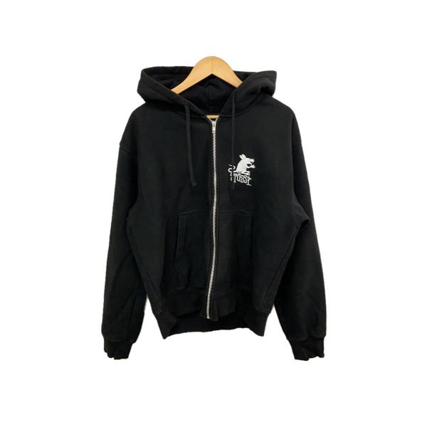 STUSSY◆RAT ZIP HOODIE/M/コットン/BLK//