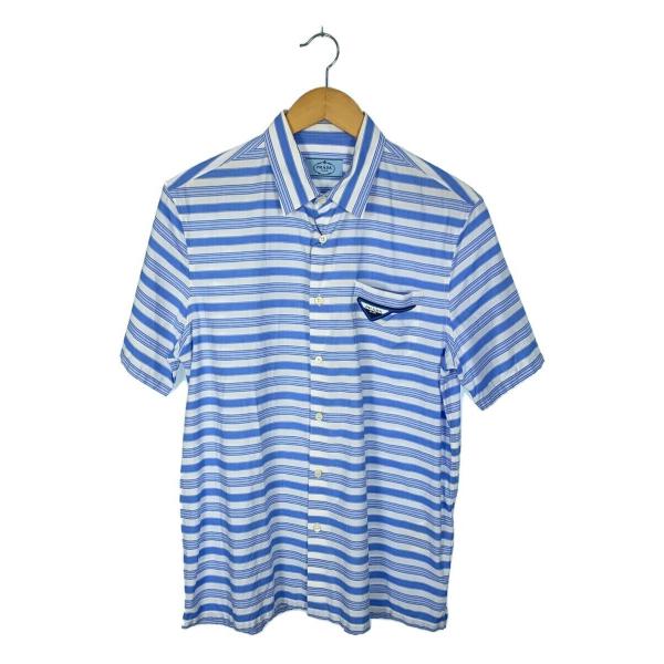 PRADA◆Lighthouse Print Shirt/半袖シャツ/コットン/BLU/UCS293...