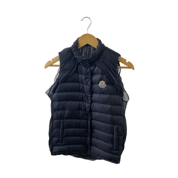 MONCLER◆SONA/チュール切替/ダウンベスト/ナイロン/BLK/無地/10-09s-4833...