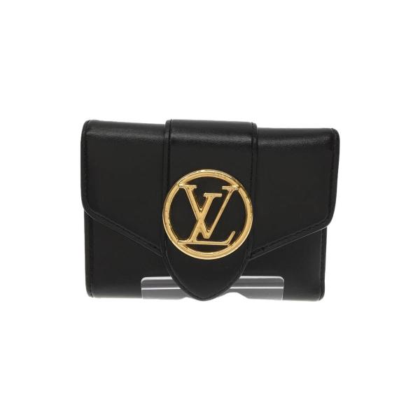 LOUIS VUITTON◆3つ折り財布/レザー/BLK/レディース/M69175