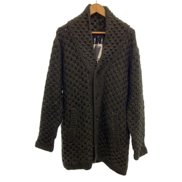 DESIGNWORKS◆カーディガン(厚手)/M/ウール/GRN/無地/03330043022-2-...