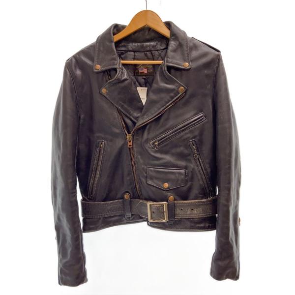 VANSON◆ダブルライダースジャケット/USA製/80s/TALONジップ/38/牛革/BLK//