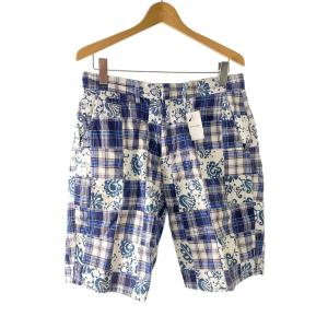STUSSY◆patchwork short/30/コットン/BLU