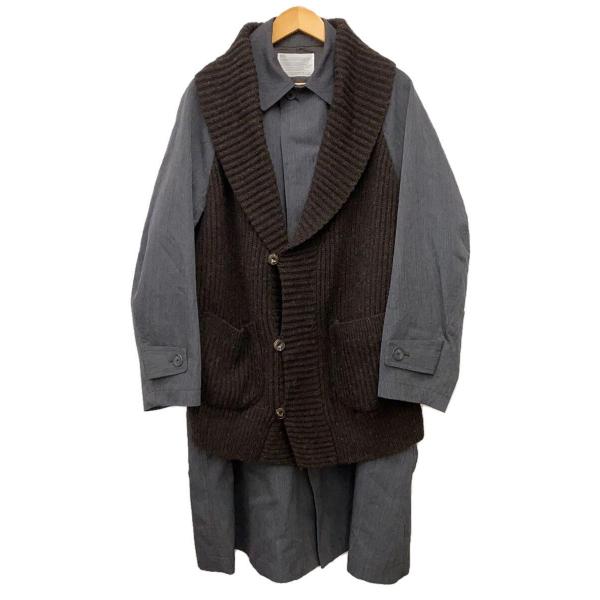 kolor◆20AW/W/E サージ ドッキング COAT/ステンカラーコート/1/コットン/GRY...