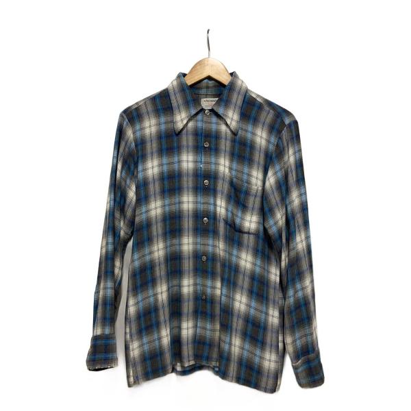 ARROW◆70s/長袖シャツ/M/レーヨン/GRY/オンブレCK//