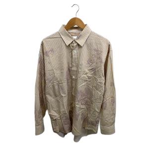 STUSSY◆24SS/CLASSIC LS SHIRT BLEACHED POPLIN/S/ORN/ストライプ/1110335//