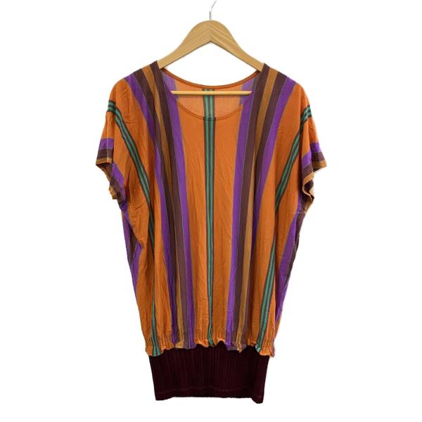 PLEATS PLEASE ISSEY MIYAKE◆半袖カットソー/3/ポリエステル/ORN/スト...