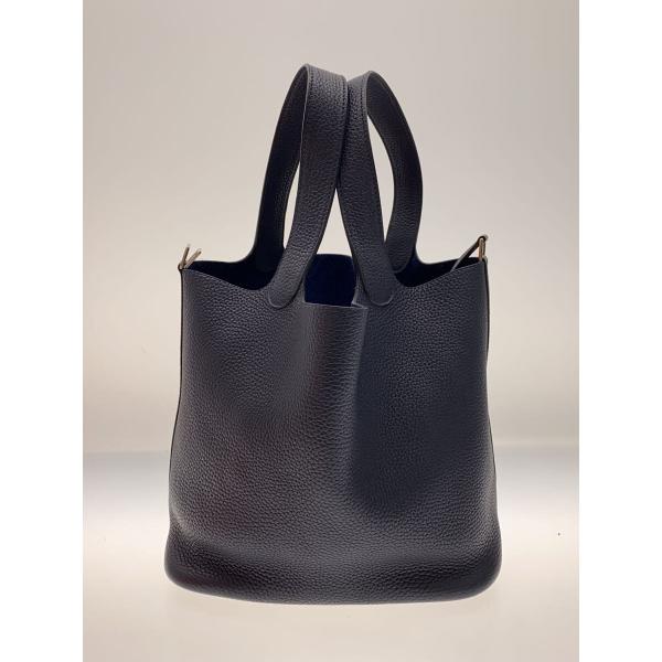 HERMES◆ピコタンロックMM/X刻印/ブルーニュイ/トリヨンクレマンス/ハンドバッグ/NVY