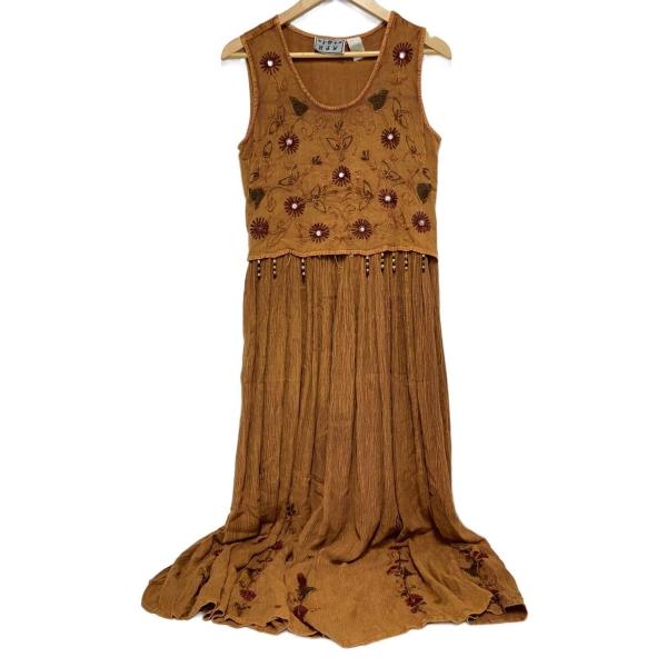 80〜90s/ノースリーブワンピース/M/レーヨン/BRW/無地