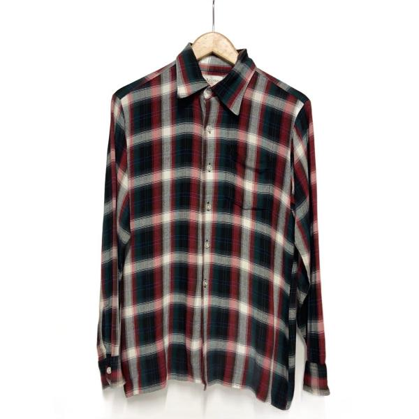 ARROW◆70s/長袖シャツ/M/レーヨン/マルチカラー/オンブレCK