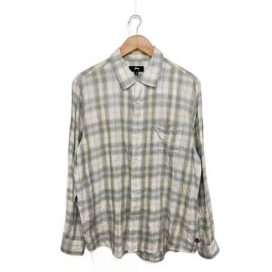 STUSSY◆25SS/Beach Plaid Shirt/長袖シャツ/M/コットン/GRY/チェック/1110358