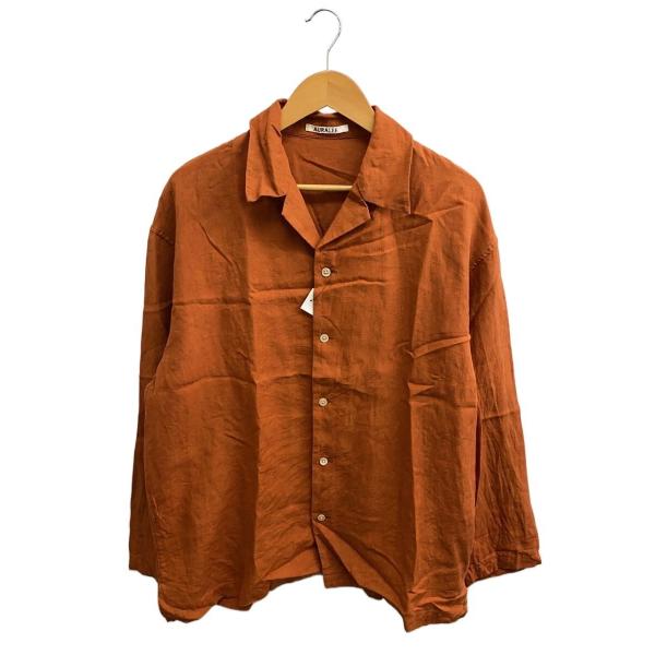 AURALEE◆長袖シャツ/4/リネン/ORN/無地/A8SB01GL//