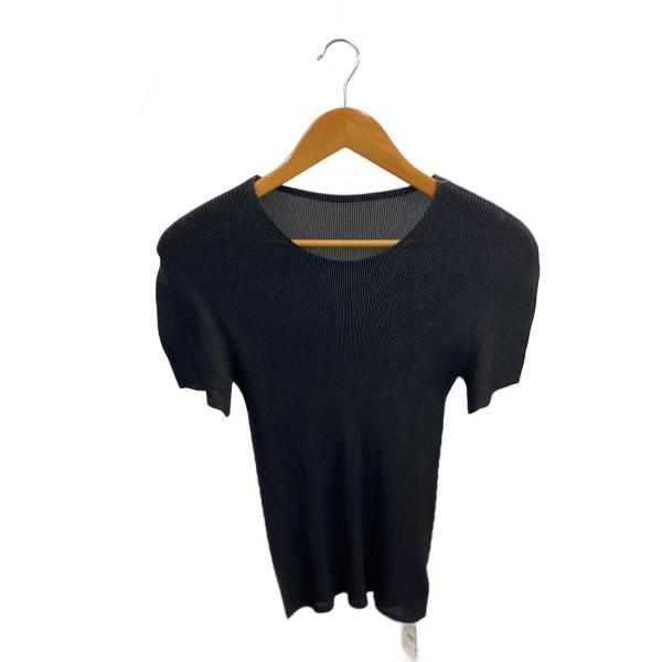 PLEATS PLEASE ISSEY MIYAKE◆細プリーツ半袖カットソー/3/ポリエステル/B...