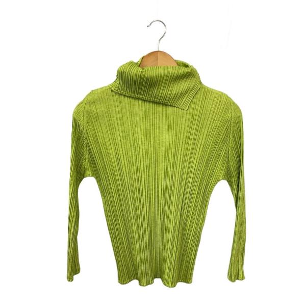PLEATS PLEASE ISSEY MIYAKE◆ハイネックプリーツ長袖カットソー/4/ポリエス...