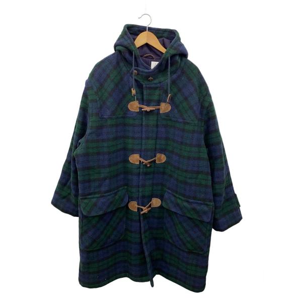 L.L.Bean◆80s/USA製/ダッフルコート/XXL/ウール/GRN/チェック//