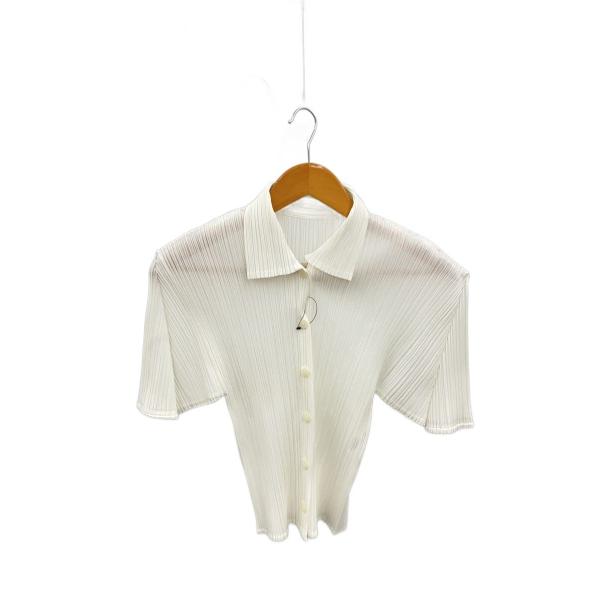 PLEATS PLEASE ISSEY MIYAKE◆半袖シャツ/3/ポリエステル/WHT/PP12...