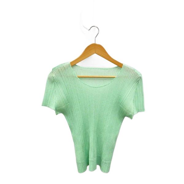 PLEATS PLEASE ISSEY MIYAKE◆プリーツ半袖カットソー/3/ポリエステル/GR...