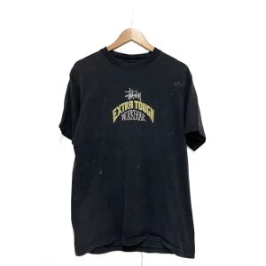 STUSSY◆90s/EXTRA TOUCH/Tシャツ/L/コットン/BLK//