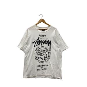 STUSSY◆WORLD TOUR COLLECTION T SHIRT/Tシャツ/L/コットン/WHT//