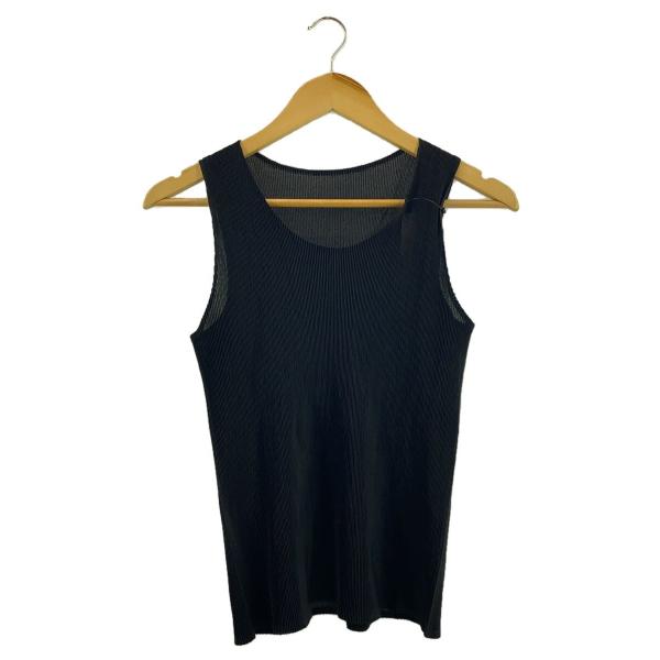 PLEATS PLEASE ISSEY MIYAKE◆ノースリーブブラウス/3/ポリエステル/BLK...