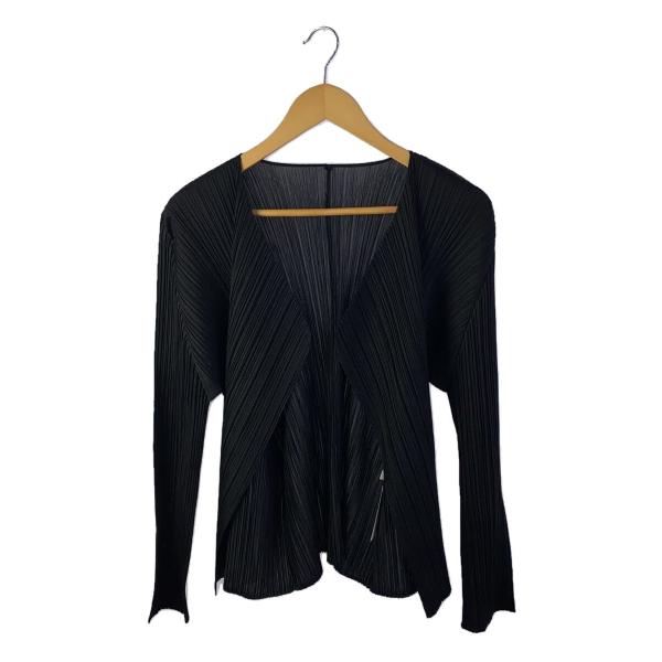 PLEATS PLEASE ISSEY MIYAKE◆カーディガン(薄手)/4/ポリエステル/BLK...
