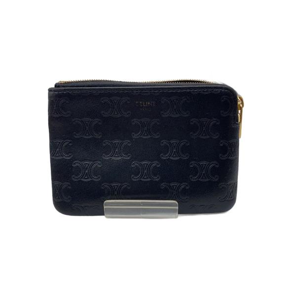 CELINE◆コイン&amp;カードケース/コインケース/レザー/BLK/総柄/レディース