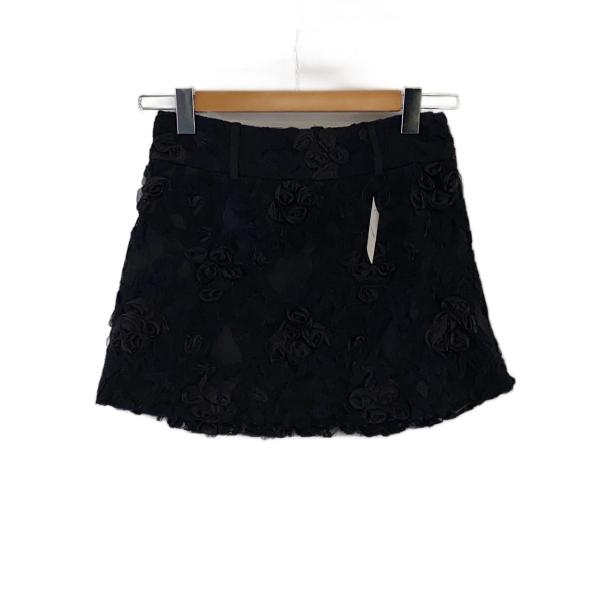 AMERI◆FLOWER MIX LACE SHEER SKIRT/XS/ポリエステル/BLK/01...