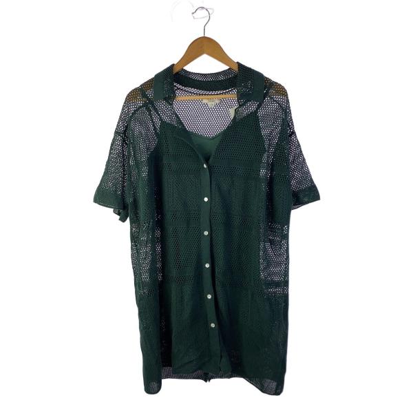AMERI◆2WAY KNIT ROMPERS SHIRT/半袖ワンピース/M/コットン/GRN/0...