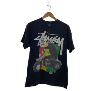 STUSSY◆Tシャツ/M/コットン/BLK/総柄