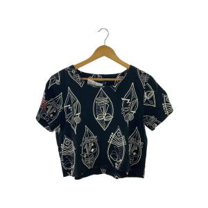 STUSSY◆Tシャツ/M/リネン/BLK/総柄