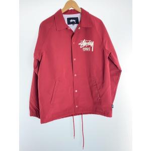 STUSSY◆コーチジャケット/S/ポリエステル/RED/無地